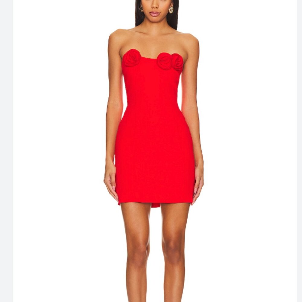 Amanda Uprichard Strapless Flower Mini Dress